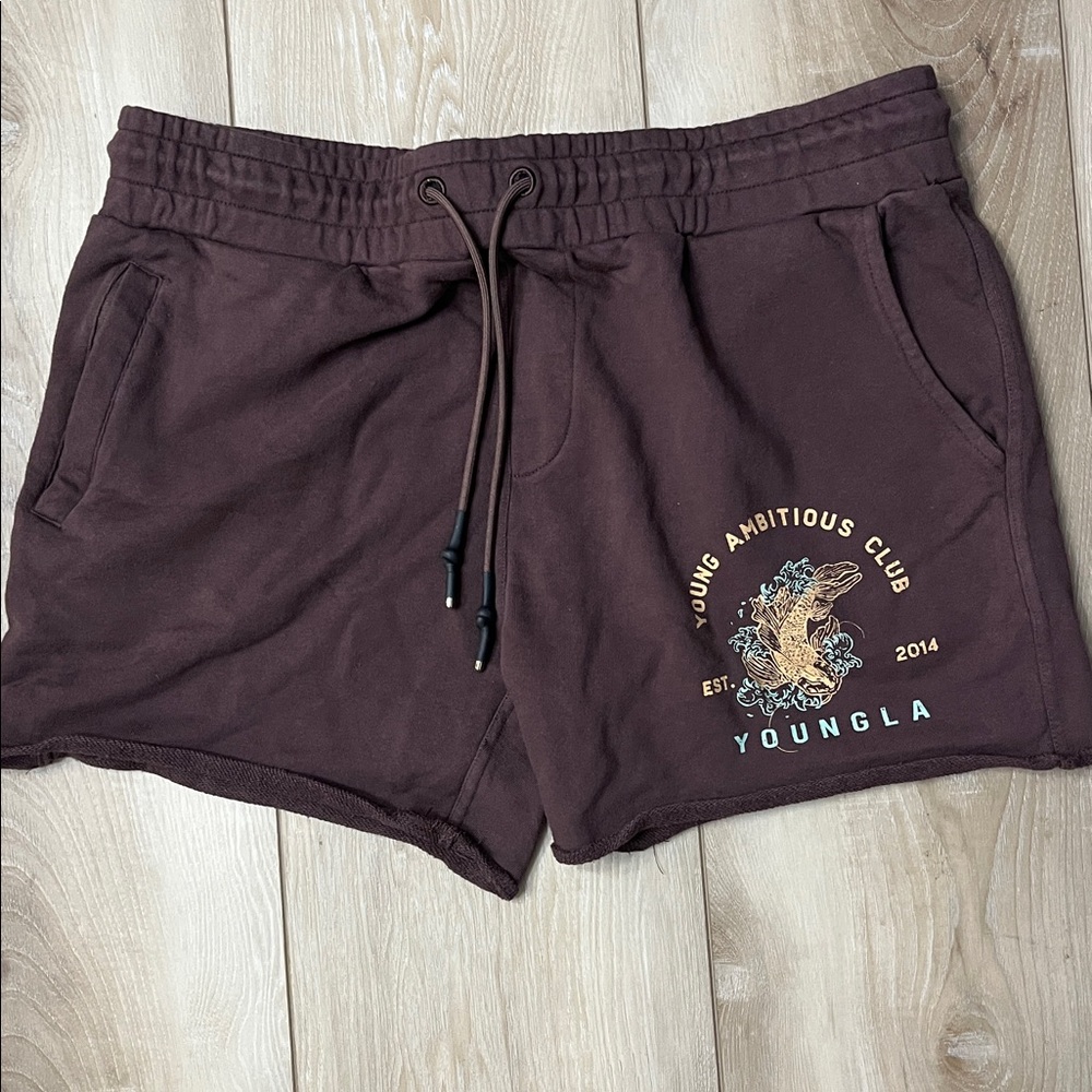YoungLA Mens Dedication Shorts Brown Size XL